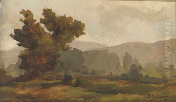 A landscape sketch with trees; with two further similar Oil Painting by Chilean School