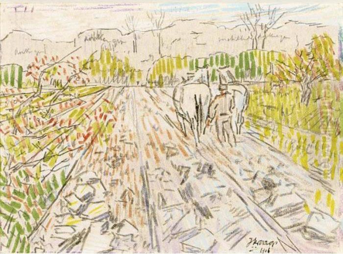 Ploegende Boer Oil Painting by Jan Toorop