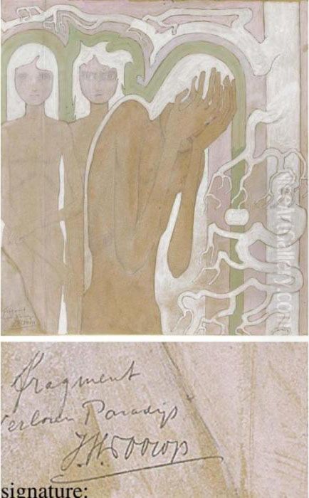 Verloren Paradijs-expulsion From Paradise Oil Painting by Jan Toorop