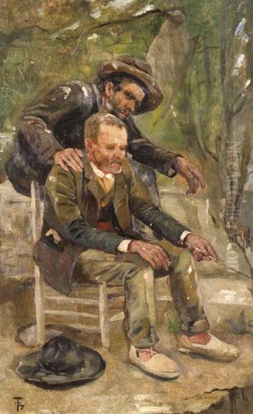 Baratok Oil Painting by Gyula Tornai