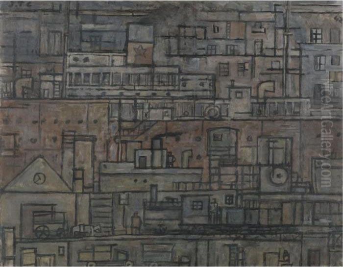 Construccion Portuaria Oil Painting by Joaquin Torres-Garcia