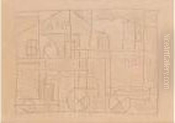 Composition Train 425, Circa 1935-1940 Oil Painting by Joaquin Torres-Garcia