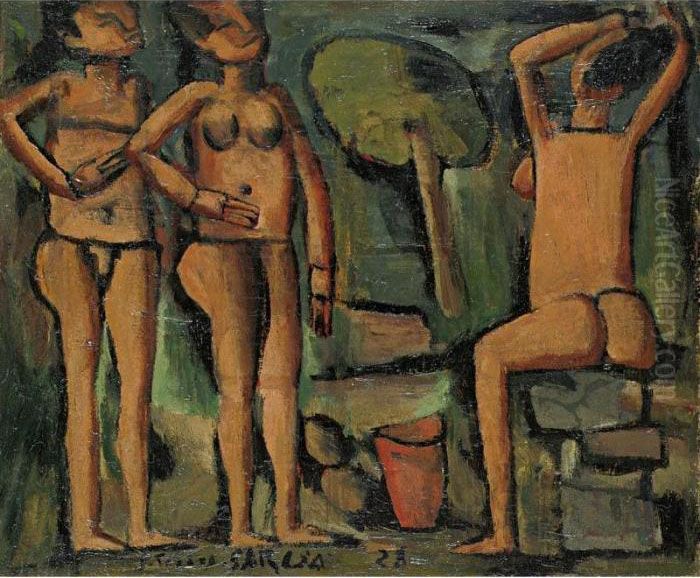 Trois Figures Primitives Oil Painting by Joaquin Torres-Garcia
