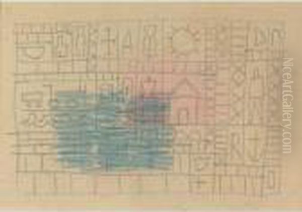 Group Of Five Drawings: 
Structure; Port Composition; Pintura Constructiva; Constructivo With 
Mask And Fish; Constructivo With Mask Oil Painting by Joaquin Torres-Garcia