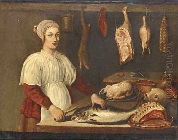 The kitchen maid Oil Painting by Dutch Provincial School