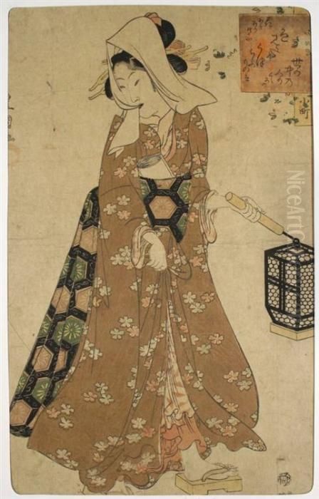 Woodblock Print. Oil Painting by Toyokuni