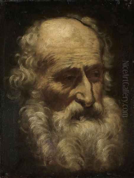 Head of a bearded man Oil Painting by Emilian School