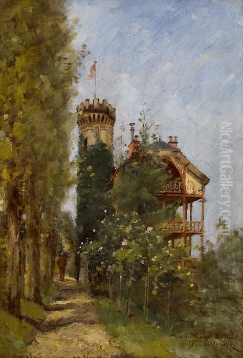 La Haute Tour Avec Un Drapeau Oil Painting by Paul Trouillebert