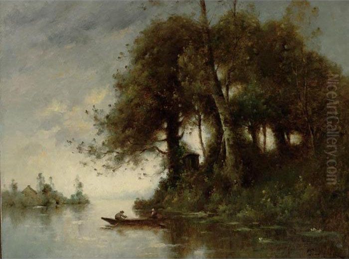 Paysage Au Bord De L'eau Oil Painting by Paul Trouillebert