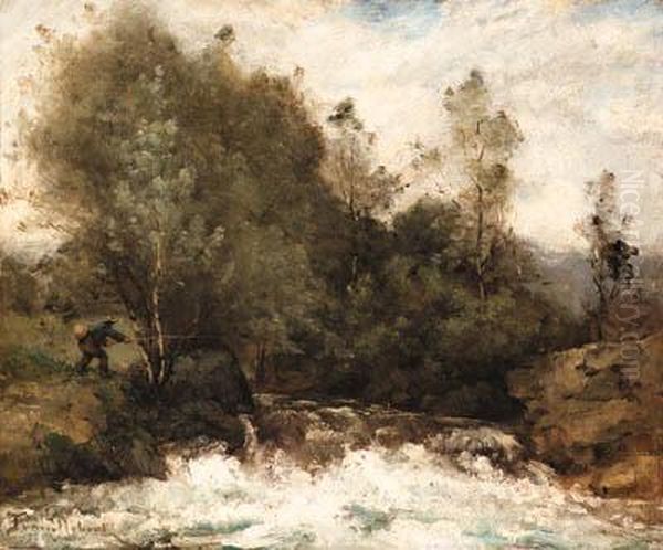 Fishing In The Rapids Oil Painting by Paul Trouillebert