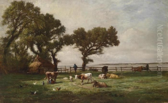 Meadow Landscape Oil Painting by Constant Troyon