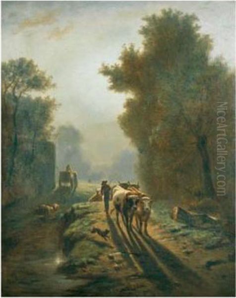 Return From The Field Oil Painting by Constant Troyon
