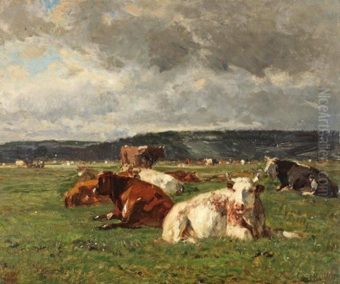 Le Grand Paturage Pres De La Touques, A Honfleur Oil Painting by Constant Troyon