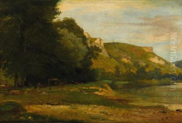 Country Landscape Oil Painting by Constant Troyon