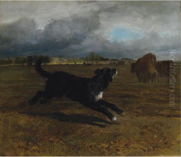 Herding Cattle Before The Storm Oil Painting by Constant Troyon