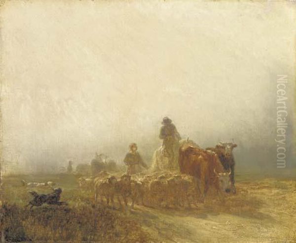 Le Retour Du Marche Oil Painting by Constant Troyon