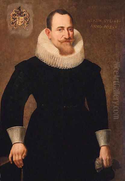 Portrait of a gentleman, aged 44, formerly thought to be Sir Hugh Myddelton (1560-1631) Oil Painting by Frisian School