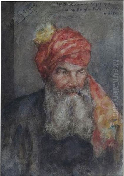 Portrait Of W. G. Grace Wearing 
Ranji's Turban Together With A Photograph Of W.g. Grace And Ranji And 
The Original Christie's Sale Catalogue Oil Painting by Henry Scott Tuke