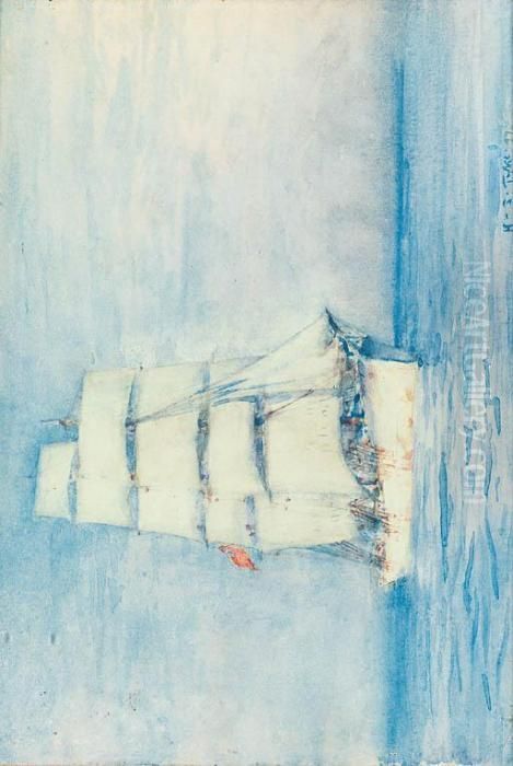 A Barque Oil Painting by Henry Scott Tuke
