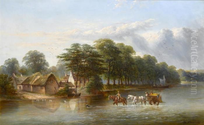 The Ford At Wilford Nottingham Oil Painting by George Turner