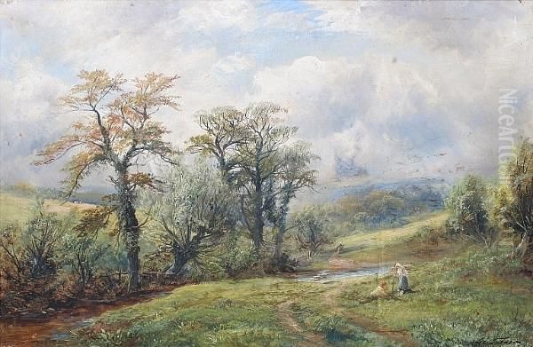 'windley Brook, Derbyshire' 
'geo. Turner', Similarly , Dated 1899, Inscribed With Title And Artist's
 Address Verso Oil Painting by George Turner