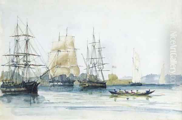 Leaving Sydney Harbour for Bass Strait Oil Painting by Owen Stanley