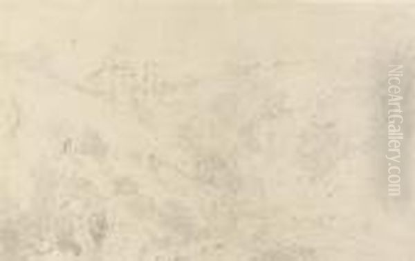 Looking Up At Roslin Castle (hawthornden) Oil Painting by Joseph Mallord William Turner