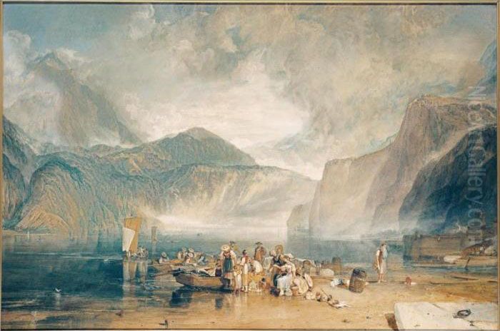 Lake Of Lucerne, From The 
Landing Place At Fluelen, Looking Towards Bauen And Tell's Chapel, 
Switzerland Oil Painting by Joseph Mallord William Turner