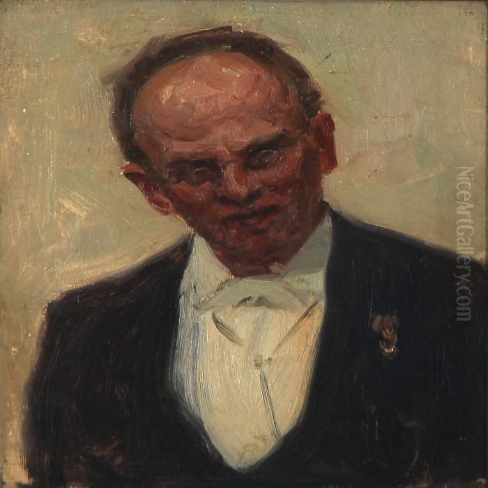 Portrait Of Dean Hans Mathias Fenger Oil Painting by Laurits Regner Tuxen