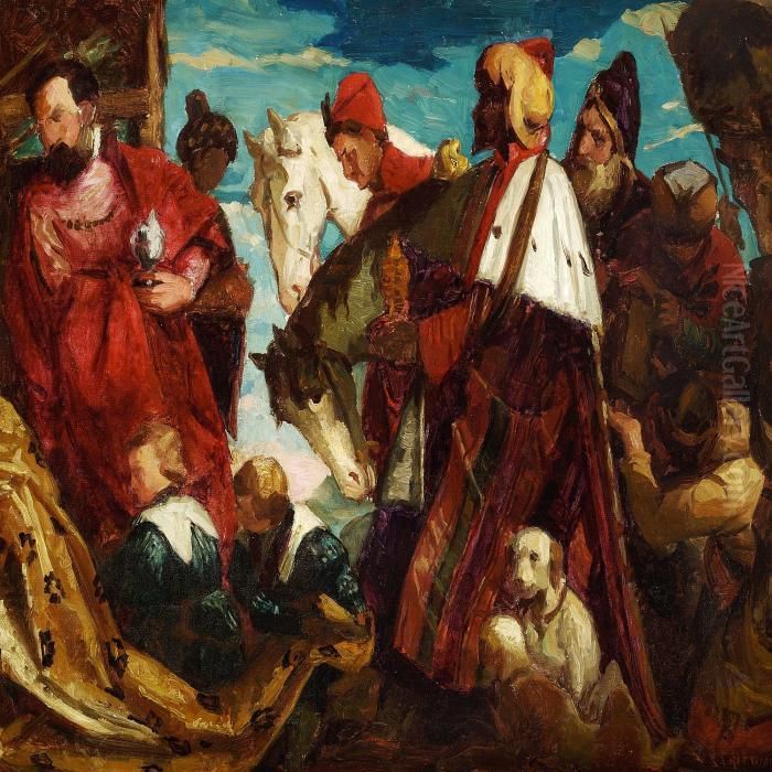 The Adoration Of The Magi, Section Oil Painting by Laurits Regner Tuxen
