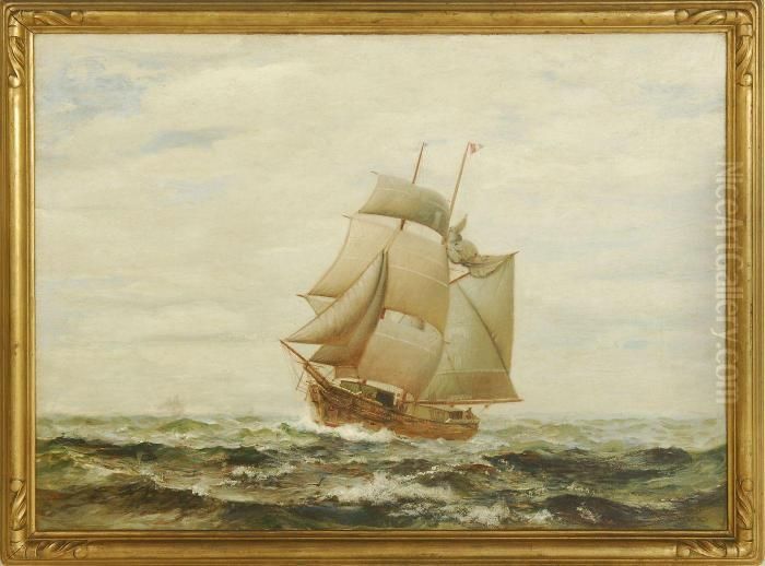 A Ship At Sea Oil Painting by James Gale Tyler