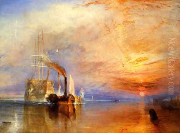 The Fighting 'Téméraire' tugged to her last Berth to be broken up Oil Painting by Joseph Mallord William Turner