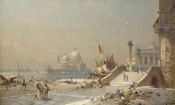 Piazetta St. Maggiore, Venice Oil Painting by Franz Richard Unterberger