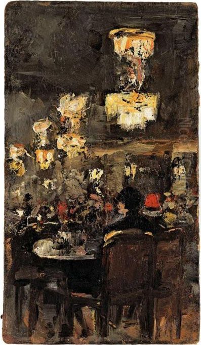 Cafehausszene Oil Painting by Lesser Ury