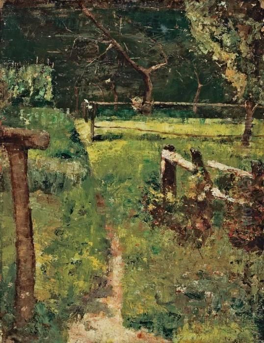 Gartenlichtung Mit Zaun Oil Painting by Lesser Ury