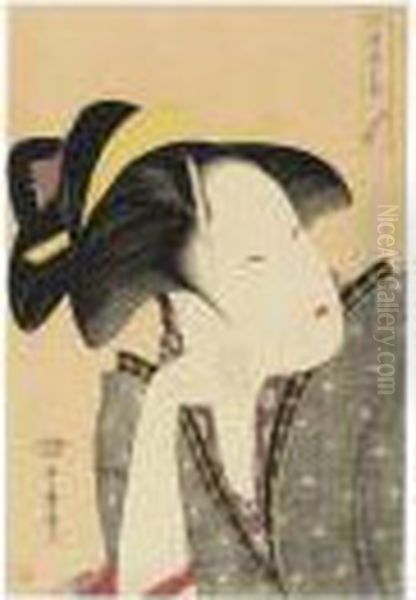 Mono Omou Koi (reflective Love),
 From The Series Of Five Printsentitled Kasen Koi No Bu (anthology Of 
Poems: The Love Section), C.1793-94 Oil Painting by Kitagawa Utamaro