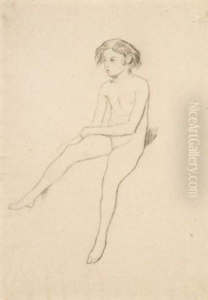 Fillette Nue Assise Oil Painting by Suzanne Valadon