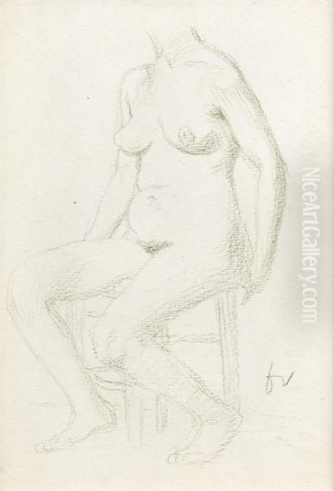 Nu Assis Oil Painting by Felix Edouard Vallotton