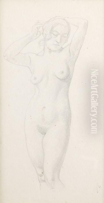 Nu Debout Les Bras Leves Oil Painting by Felix Edouard Vallotton