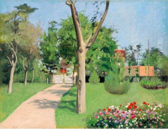 Le Jardin, Soleil Et Fleurs, 1904
 The Garden, Sun And Flowers, 1904 Oil Painting by Felix Edouard Vallotton