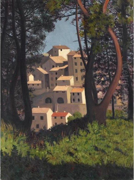 Vue De Cagnes, 1921 
View Of Cagnes, 1921 Oil Painting by Felix Edouard Vallotton