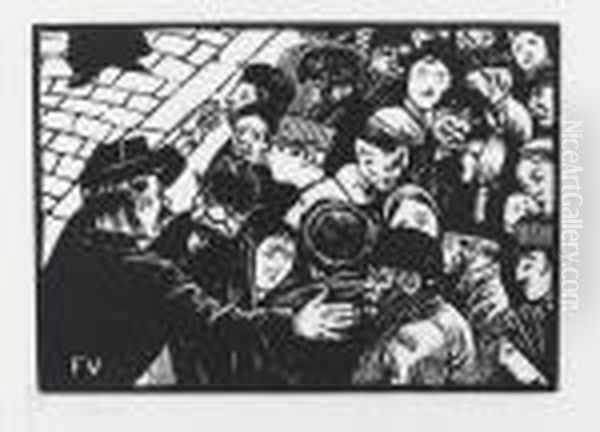 La Foule A Paris. Oil Painting by Felix Edouard Vallotton