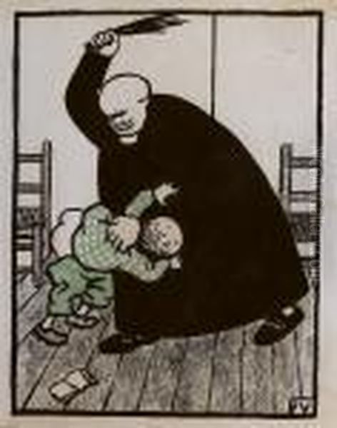 Studie Zu 'tu Finiras Par Le 
Savoir Ton Catechisme' (crimes Et Chatiments Viii Fur L'assiette Au 
Beurre) Oil Painting by Felix Edouard Vallotton