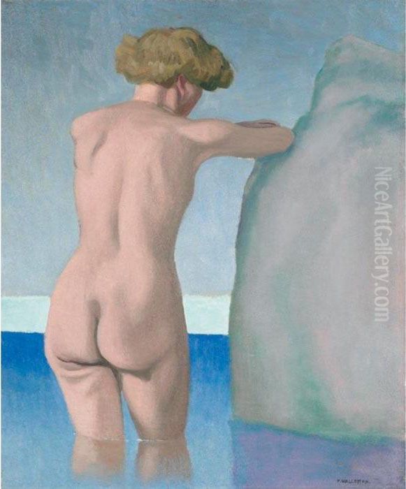 Nu Au Rocher Oil Painting by Felix Edouard Vallotton