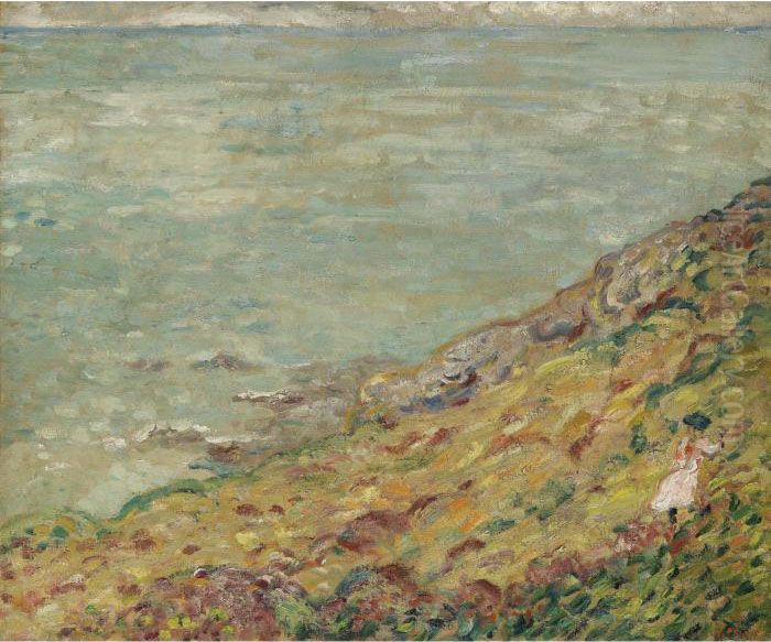 Femme Se Promenant Au Bord De La Mer Oil Painting by Louis Valtat