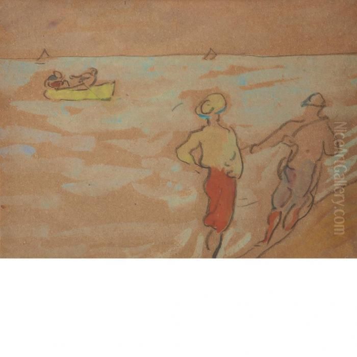 Beach Scene Oil Painting by Louis Valtat