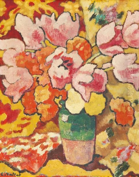 Bouquet De Tulipes Au Pichet Vert Oil Painting by Louis Valtat