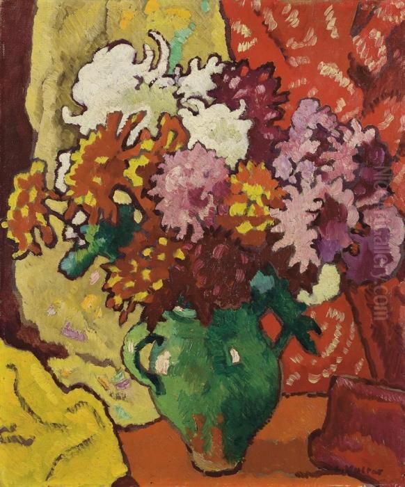 Bouquet De Fleurs A La Cruche Verte Oil Painting by Louis Valtat