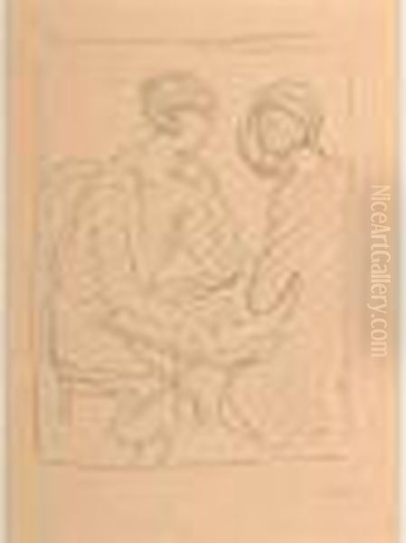 Deux Femmes Autour D'une Table Oil Painting by Louis Valtat