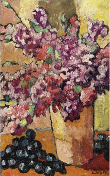 Vase De Fleurs Et Raisins Noir Oil Painting by Louis Valtat